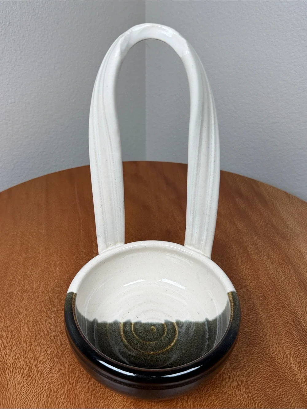 Handmade Art Pottery Ceramic Standing Spoon Rest Cottagecore Farmhouse white